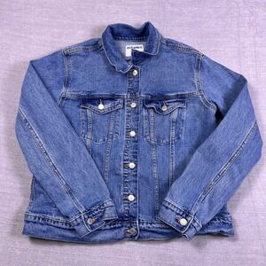 Old Navy Stretch Denim Button Front Jean Jacket Womens Large Blue Trucker